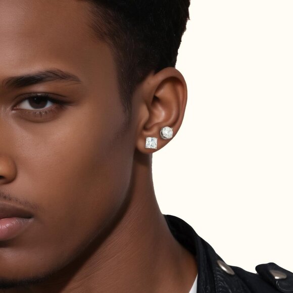 Hypoallergenic Surgical Steel CZ Earrings Set - Big & Small Studs & Hoops in 18K - Picture 3 of 6